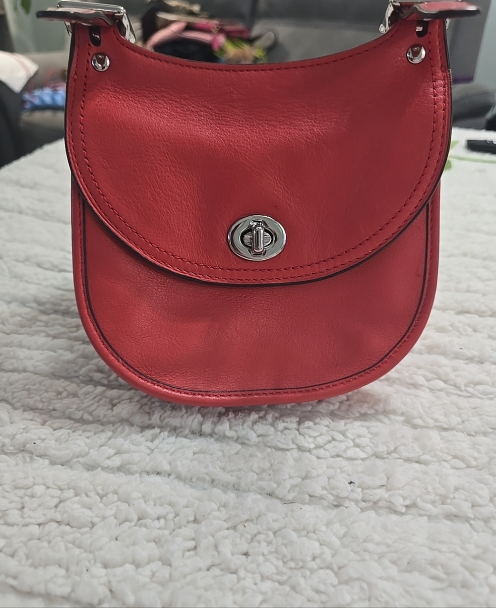 Coach Red Leather Turnlock Crossbody